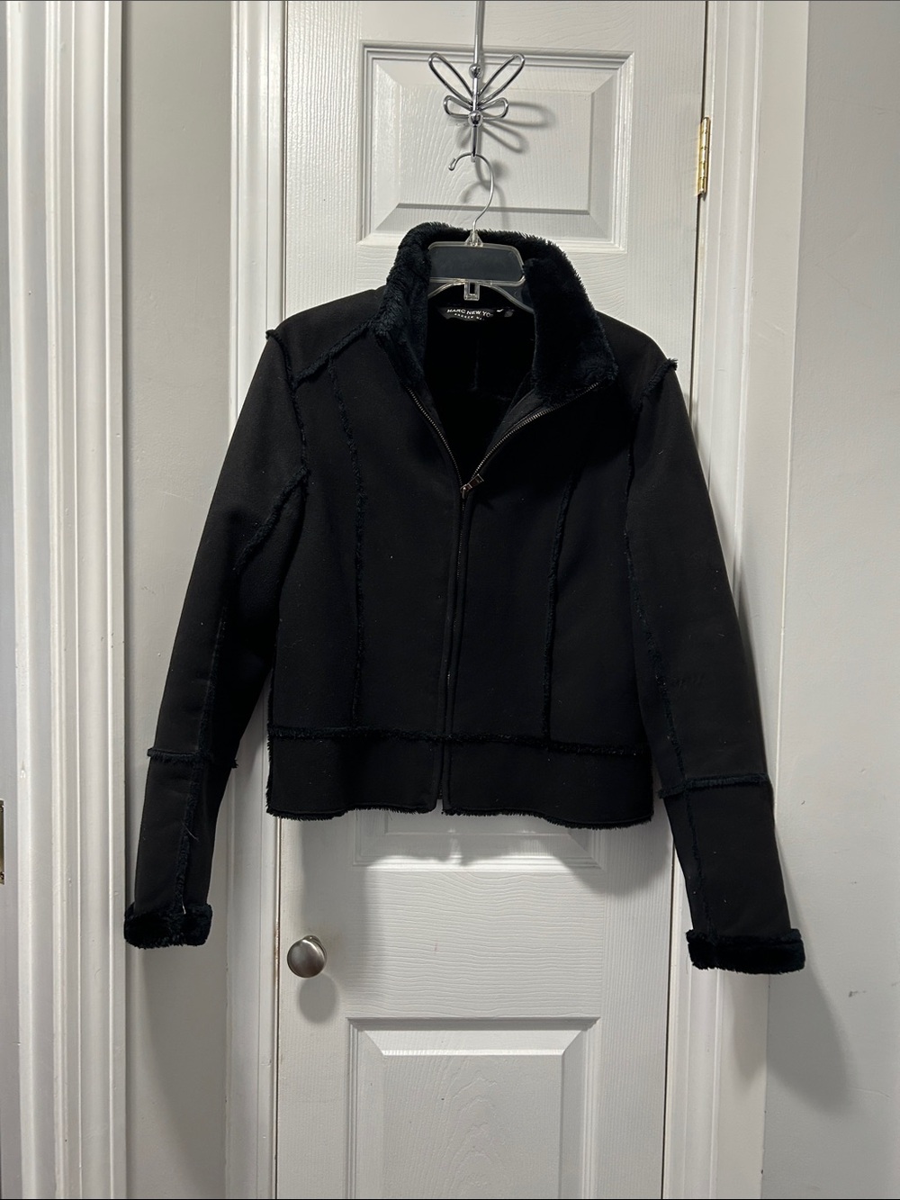 Marc New York Black Teddy Faux-Shearling Zip Jacket